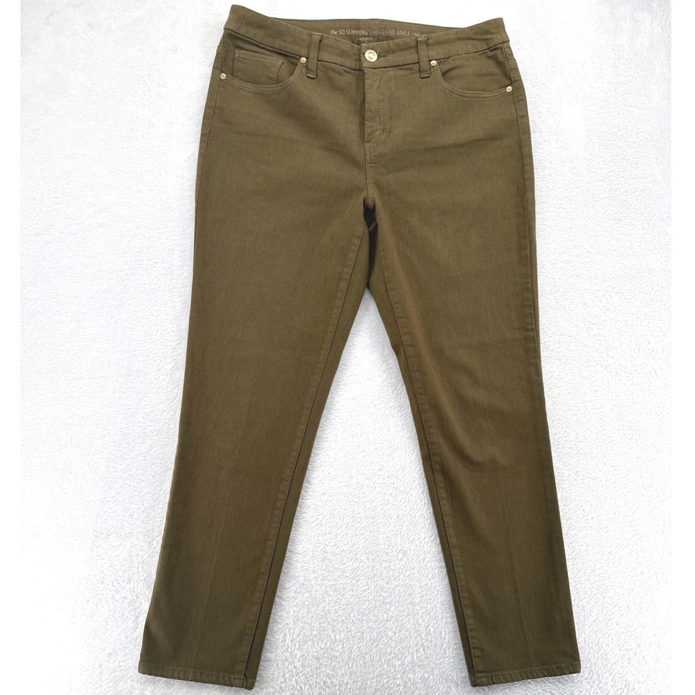 Chico's So Slimming Girlfriend Ankle Pants Size 0.5 (US 6) Olive Green Stretch